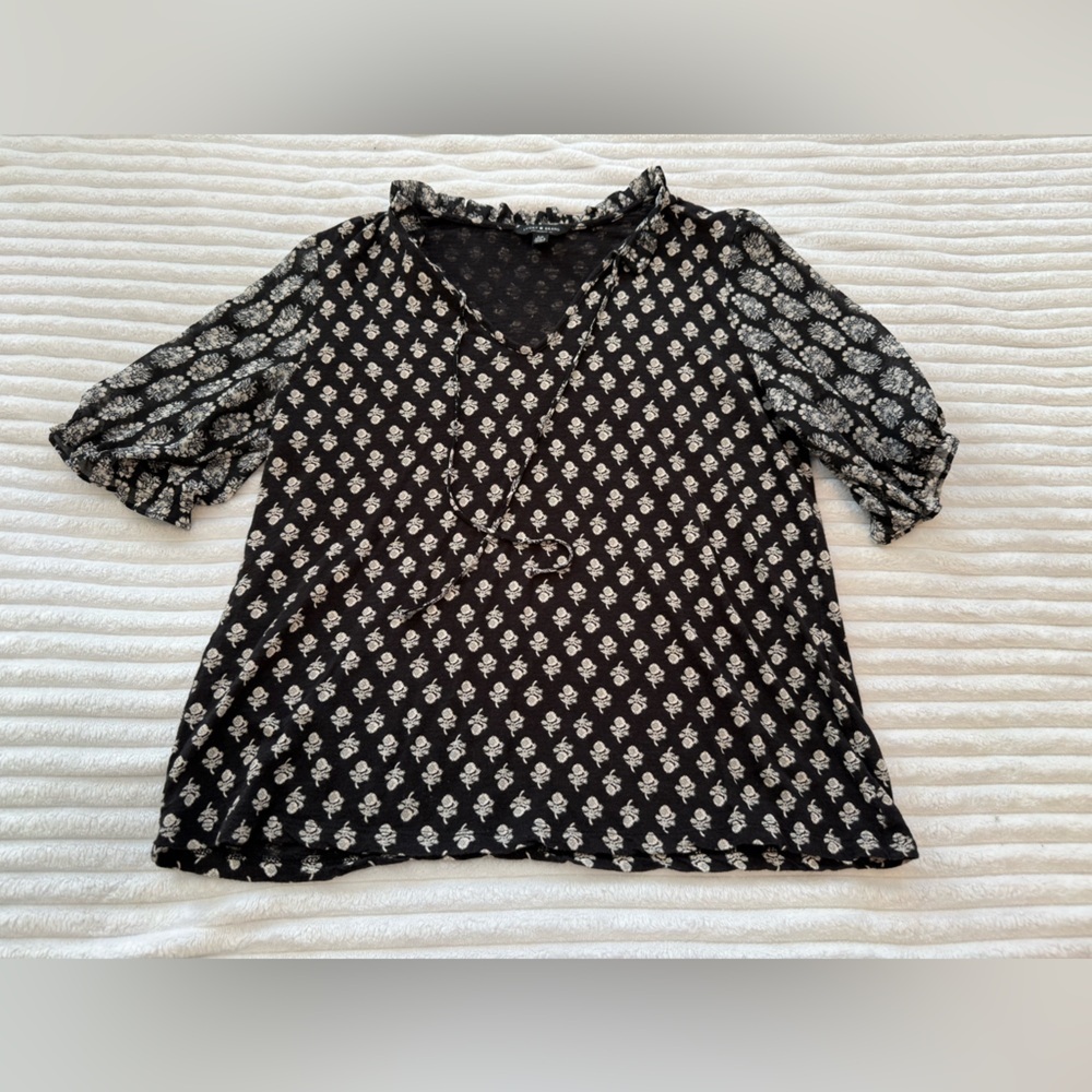 Lucky Brand Black and White Floral Blouse